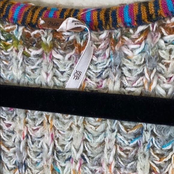 Free People Highland V Neck Sweater Ivory Combo - Picture 6 of 12